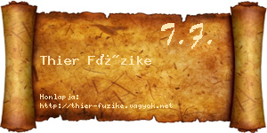 Thier Füzike névjegykártya